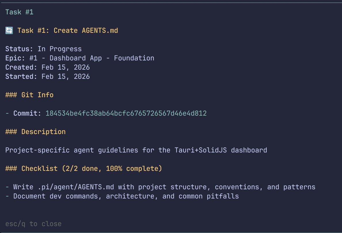 Example Task from the list